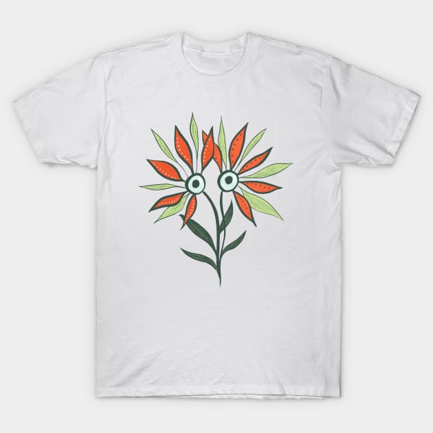 Weird Cute Eyes Character Flower Monster T-Shirt by Boriana Giormova